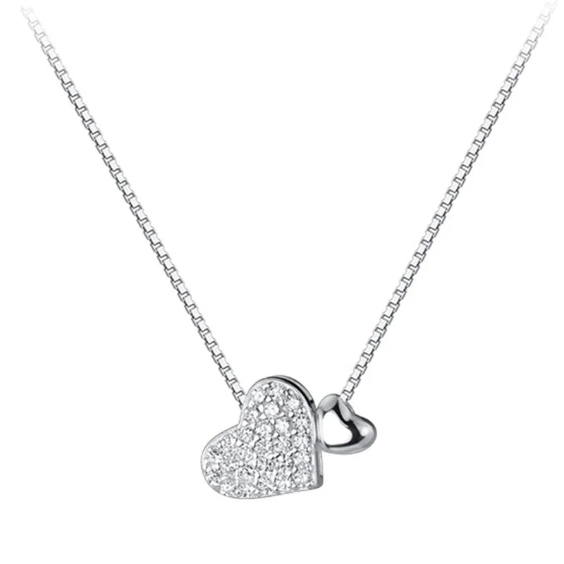 TrustDavis 925 Silver Heart CZ Choker Necklace Bridal S925 Jewelry