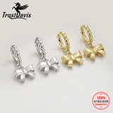 TrustDavis 925 Silver Bowknot Hoop Earrings Wedding Party Punk Jewelry