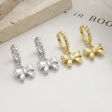 TrustDavis 925 Silver Bowknot Hoop Earrings Wedding Party Punk Jewelry