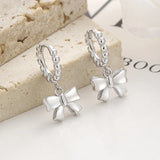 TrustDavis 925 Silver Bowknot Hoop Earrings Wedding Party Punk Jewelry