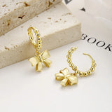 TrustDavis 925 Silver Bowknot Hoop Earrings Wedding Party Punk Jewelry