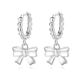TrustDavis 925 Silver Bowknot Hoop Earrings Wedding Party Punk Jewelry