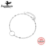 TrustDavis 925 Silver Round Chain Bracelet Women Office Lady Jewelry Gift