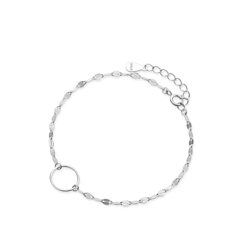 TrustDavis 925 Silver Round Chain Bracelet Women Office Lady Jewelry Gift