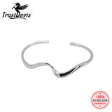 TrustDavis 925 Sterling Silver Wave Opening Bangle for Women