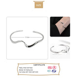TrustDavis 925 Sterling Silver Wave Opening Bangle for Women