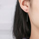 TrustDavis 925 Silver Sweet 4mm Beads Box Chain Linked Ear Line