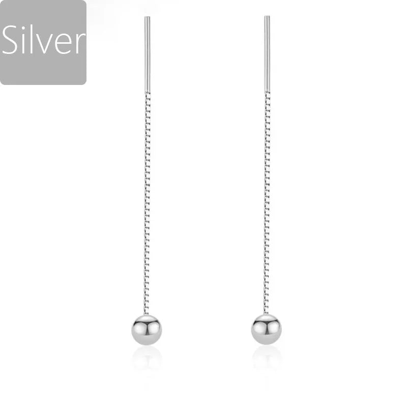 TrustDavis 925 Silver Sweet 4mm Beads Box Chain Linked Ear Line