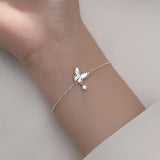 TrustDavis 925 Silver Butterfly CZ Charms Bracelet For Women