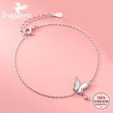 TrustDavis 925 Silver Butterfly CZ Charms Bracelet For Women