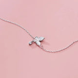TrustDavis 925 Silver Butterfly CZ Charms Bracelet For Women