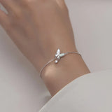 TrustDavis 925 Silver Butterfly CZ Charms Bracelet For Women