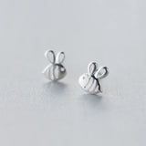 TrustDavis 925 Silver Sweet Hollow Bees Stud Earrings For Girls