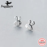TrustDavis 925 Silver Sweet Hollow Bees Stud Earrings For Girls