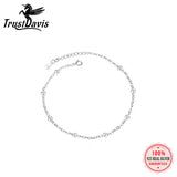 TrustDavis 925 Silver Round Bead Chain Anklet For Women Lady Gift