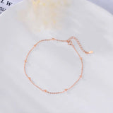 TrustDavis 925 Silver Round Bead Chain Anklet For Women Lady Gift