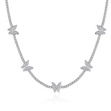 TrustDavis 925 Silver Butterfly CZ Necklace For Women Wedding Fine Jewelry
