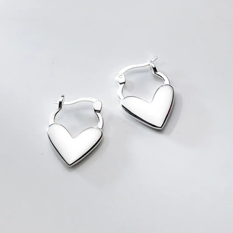 TrustDavis 925 Silver Heart Hoop Earring Wedding Party Jewelry