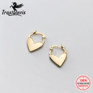 TrustDavis 925 Silver Heart Hoop Earring Wedding Party Jewelry