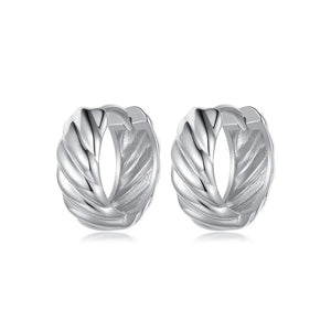 TrustDavis Vintage Twist Hoop Earrings - 925 Sterling Silver