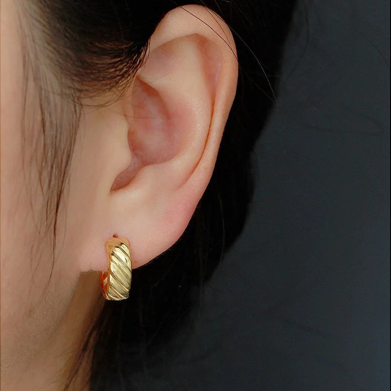 TrustDavis Vintage Twist Hoop Earrings - 925 Sterling Silver