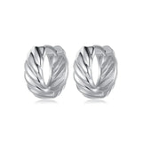 TrustDavis Vintage Twist Hoop Earrings - 925 Sterling Silver