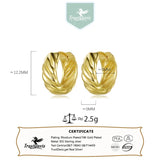 TrustDavis Vintage Twist Hoop Earrings - 925 Sterling Silver