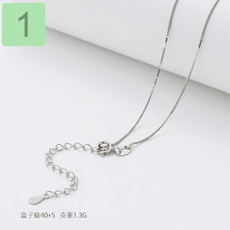 TrustDavis Snake Box Beads Chain Necklace 925 Sterling Silver Water-wave