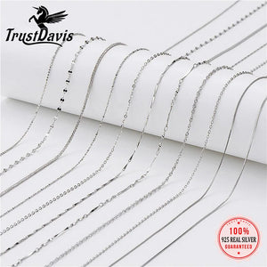 TrustDavis Snake Box Beads Chain Necklace 925 Sterling Silver Water-wave