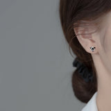 TrustDavis 925 Silver Triangle Zircon Stud Earrings Wedding Jewelry