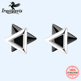 TrustDavis 925 Silver Triangle Zircon Stud Earrings Wedding Jewelry