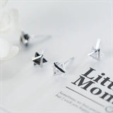 TrustDavis 925 Silver Triangle Zircon Stud Earrings Wedding Jewelry