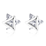 TrustDavis 925 Silver Triangle Zircon Stud Earrings Wedding Jewelry
