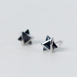 TrustDavis 925 Silver Triangle Zircon Stud Earrings Wedding Jewelry