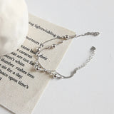 TrustDavis 925 Silver Beads Double-deck Chain Bracelet Wedding Jewelry