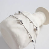 TrustDavis 925 Silver Beads Double-deck Chain Bracelet Wedding Jewelry