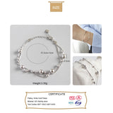 TrustDavis 925 Silver Beads Double-deck Chain Bracelet Wedding Jewelry
