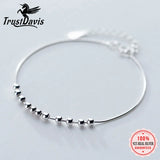 TrustDavis 925 Sterling Silver Sweet Beads Snake Chain Bracelet DS2374