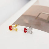 TrustDavis 925 Sterling Silver Deer Charm Stud Earring Gift for Women DD1063