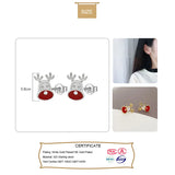 TrustDavis 925 Sterling Silver Deer Charm Stud Earring Gift for Women DD1063