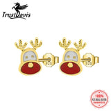 TrustDavis 925 Sterling Silver Deer Charm Stud Earring Gift for Women DD1063