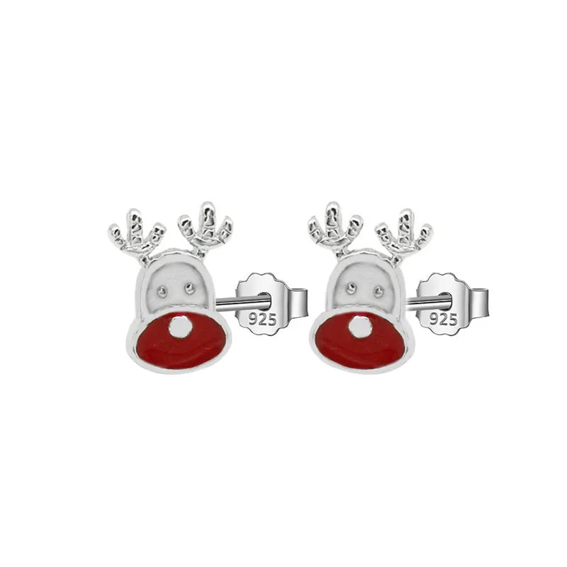 TrustDavis 925 Sterling Silver Deer Charm Stud Earring Gift for Women DD1063