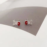 TrustDavis 925 Sterling Silver Deer Charm Stud Earring Gift for Women DD1063