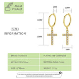 TrustDavis Silver Cross CZ Charm Hoop Earrings Fine Jewelry