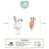 925 Silver Rabbit Carrot Stud Earrings for Daughter DS3962