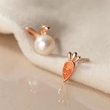 925 Silver Rabbit Carrot Stud Earrings for Daughter DS3962