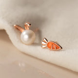 925 Silver Rabbit Carrot Stud Earrings for Daughter DS3962