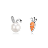925 Silver Rabbit Carrot Stud Earrings for Daughter DS3962
