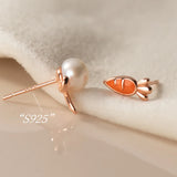 925 Silver Rabbit Carrot Stud Earrings for Daughter DS3962
