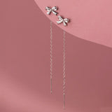 Davis Girls 925 Silver Butterfly Tassel Earring CZ Stud Women Wedding DS3941